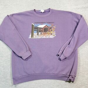 Endless Designs Sweatshirt Men Large Purple Independence Missouri Winter Scene